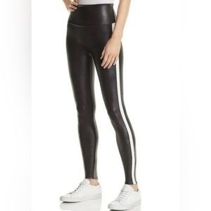 SPANDEX FAUX LEATHER STRIPE LEGGINGS